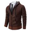 Men's Hooded Fleece-Lined Knitted Cardigan - Thick, Plus Size, Autumn/Winter 2023 Collection.
