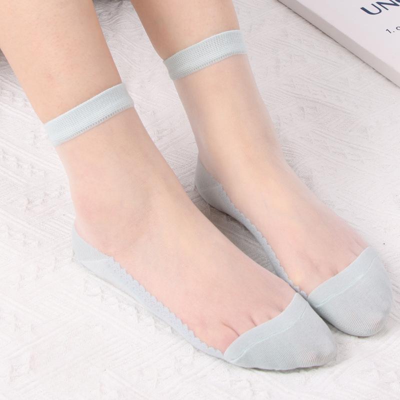 Female Summer New Pure Color Simple Breathable Crystal Stockings