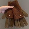 Maillard Winter Dual Use Color Blocked Knitted Wool Gloves for Women's Wool Fingerless Touch Screen Warm Cycling Students