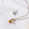 18K Gold Plated Pearl & Stainless Steel Zodiac Lock Pendant Necklace