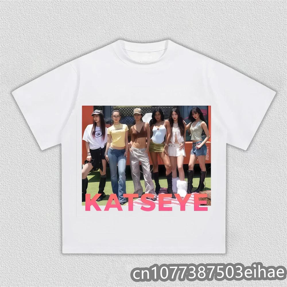 Unisex Y2K Vintage Katseye Kpop The Beautiful Chaos Tour TShirt Cotton Graphics Short Sleeve Streetwear Fashion