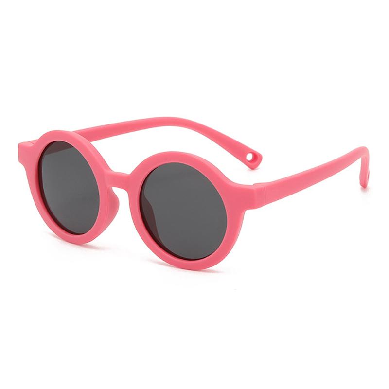New Round UV Protection Silicone Frame Sunglasses For Boys Girls Retro Style Children Eyewear 23056