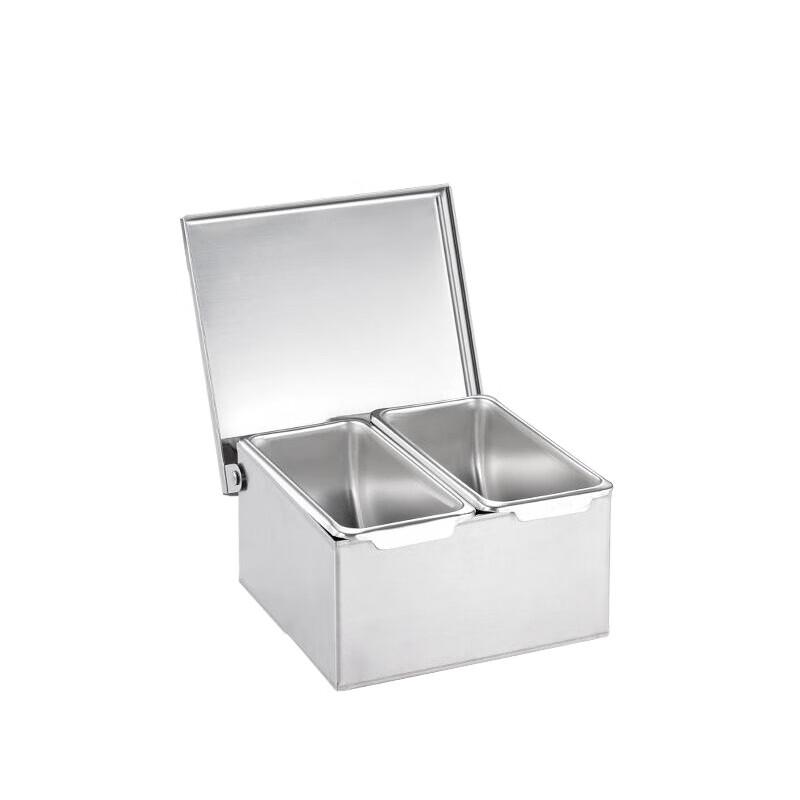 304 Stainless Steel 2-Compartment Seasoning Box with Lid