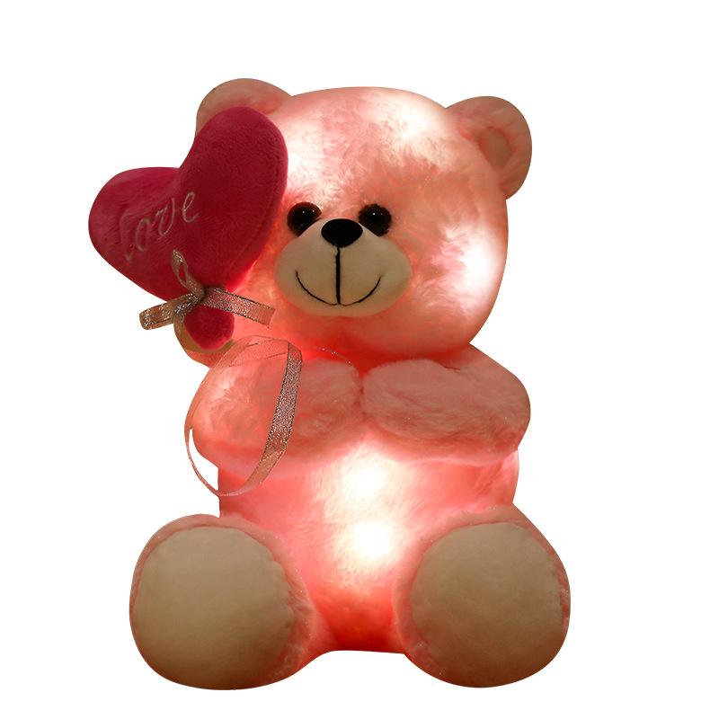 Cartoon Luminous Animal Heart Bear Doll Plush Toy Lamb Unicorn Doll Children'S Doll