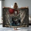 It Clown Print Flannel Blanket High Quality Warm Comfortable Cover for All Seasons Perfect for Gifts Home Decor