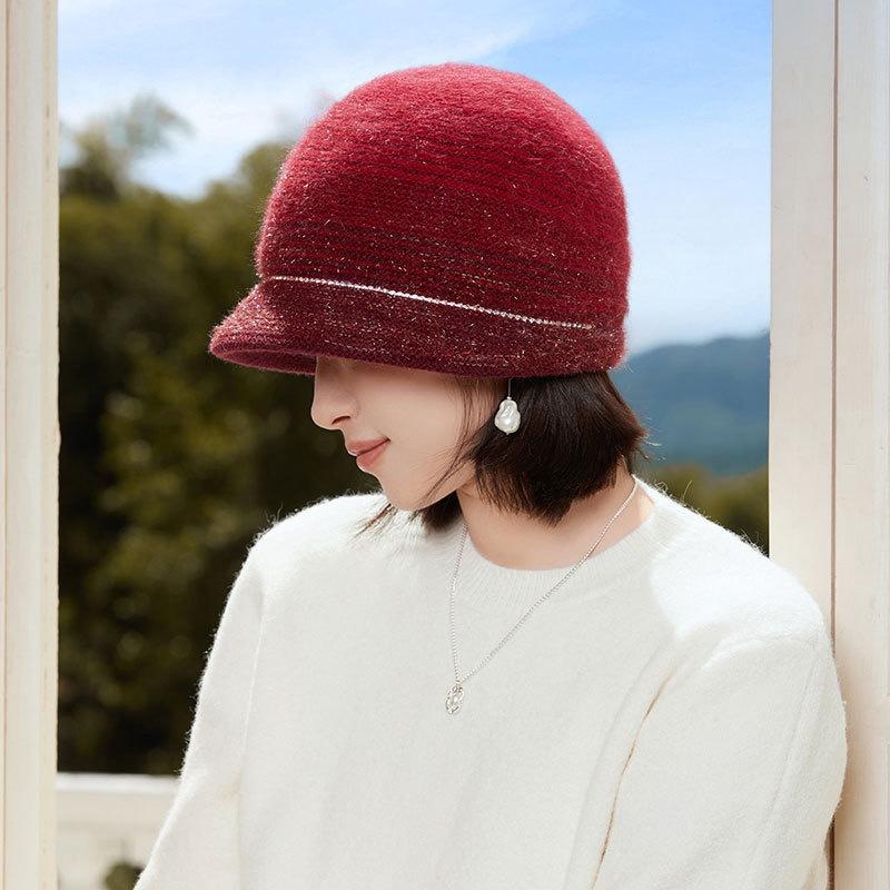 Wool Beret Hat for Women, New Autumn and Winter Big Head Circumference Knitted Hat, Cold Hat, Fashionable and Trendy Mom Hat