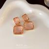 Simple transparent square crystal earrings Internet celebrity stud earrings niche design new earrings women