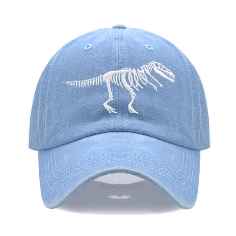 Dinosaur Skeleton Embroidered Baseball Cap for Women Men Fashion Adjustable Soft Cotton Dad Hat Unisex Classic Golf Caps