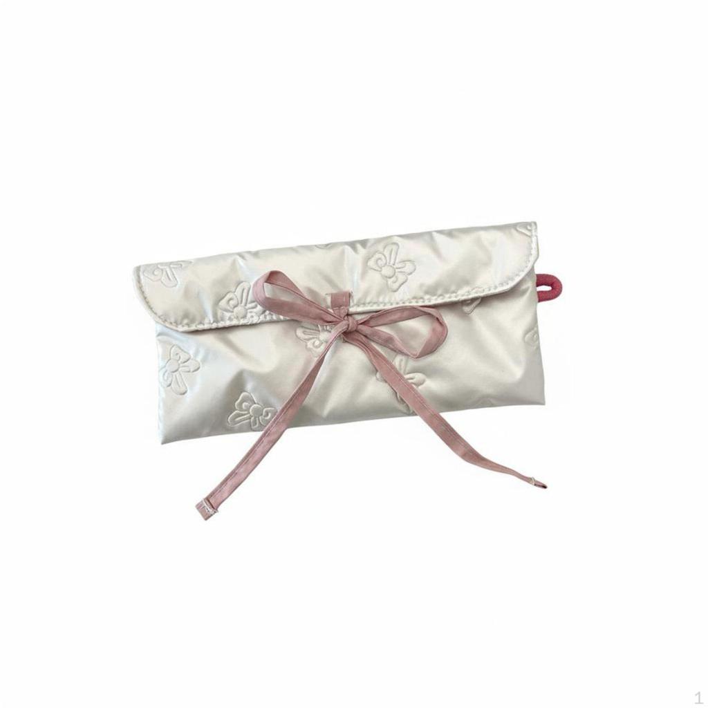 Quilted Pencil Pouch MultiFunctional Storage Portable Makeup Bag for Students, Girls,