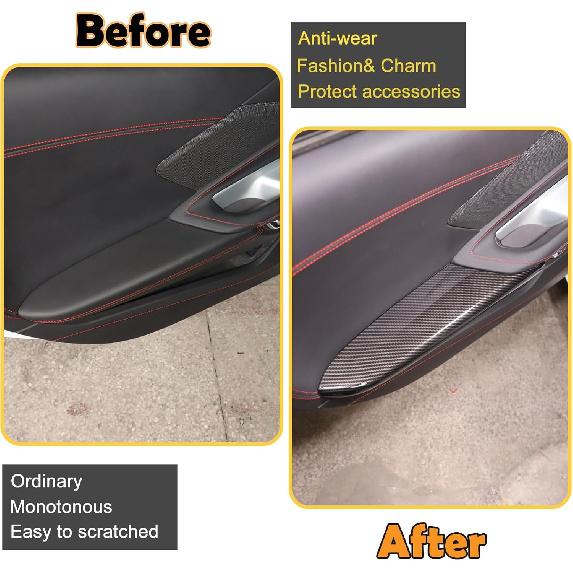 CHEAYAR Interior Door Armrest Panel Trim Cover Compatible with Chevrolet Corvette C8 Stingray 2020-2023, ABS Plastic Inner Side Door Panel Strip