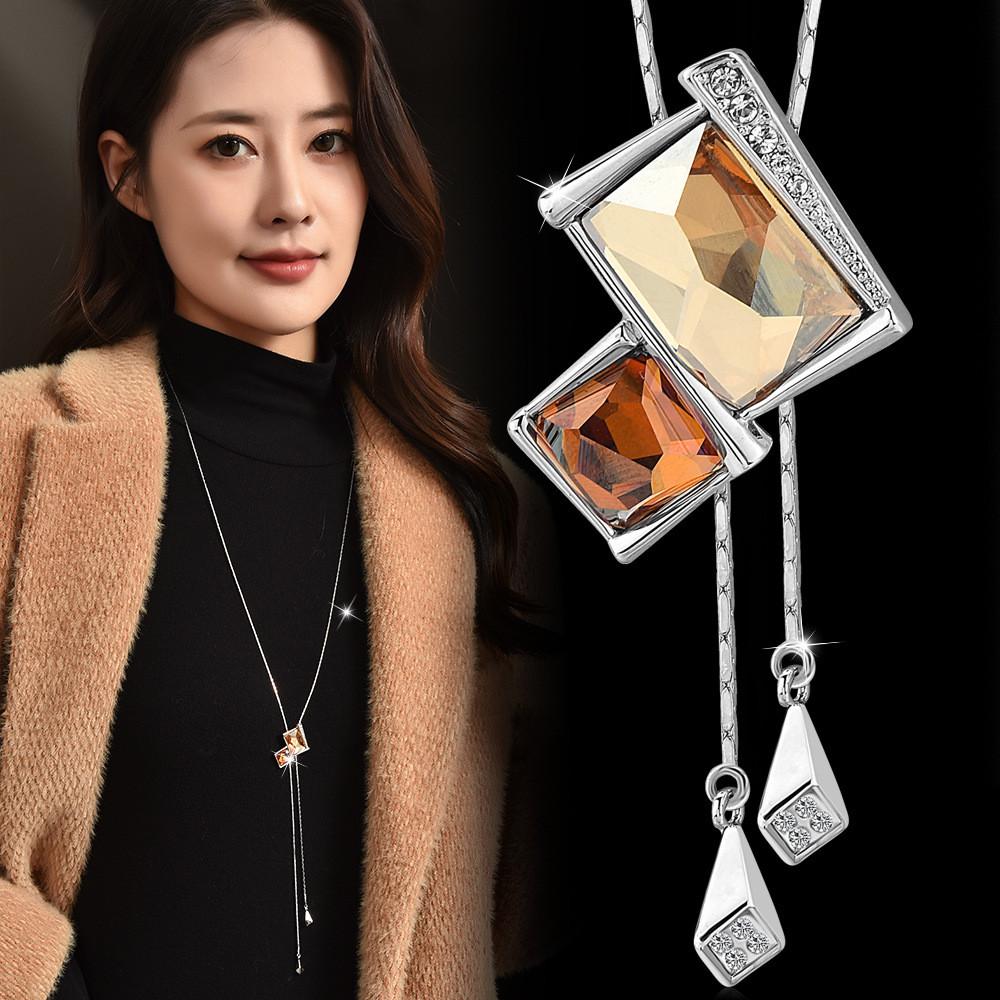 Stunning Korean Style Long Geometric Pendant Necklace Feminine Fashion Accessory