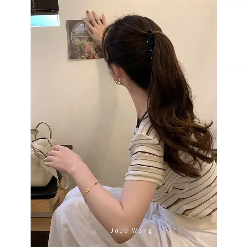 Small Pearl Banana Clip, Vertical Clip, Simple Ponytail Clip, High-end Hair Clip, Elegant Korean Hair Accessory and Headwear