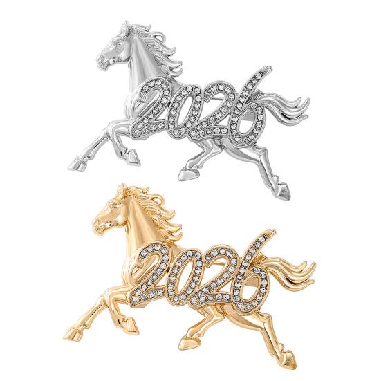 2026 Rhinestone Horse Brooch Year of Horse Lapel Pin Galloping Horse Brooch Pin New Year Outfit Accessory for Suits Coats Scarves