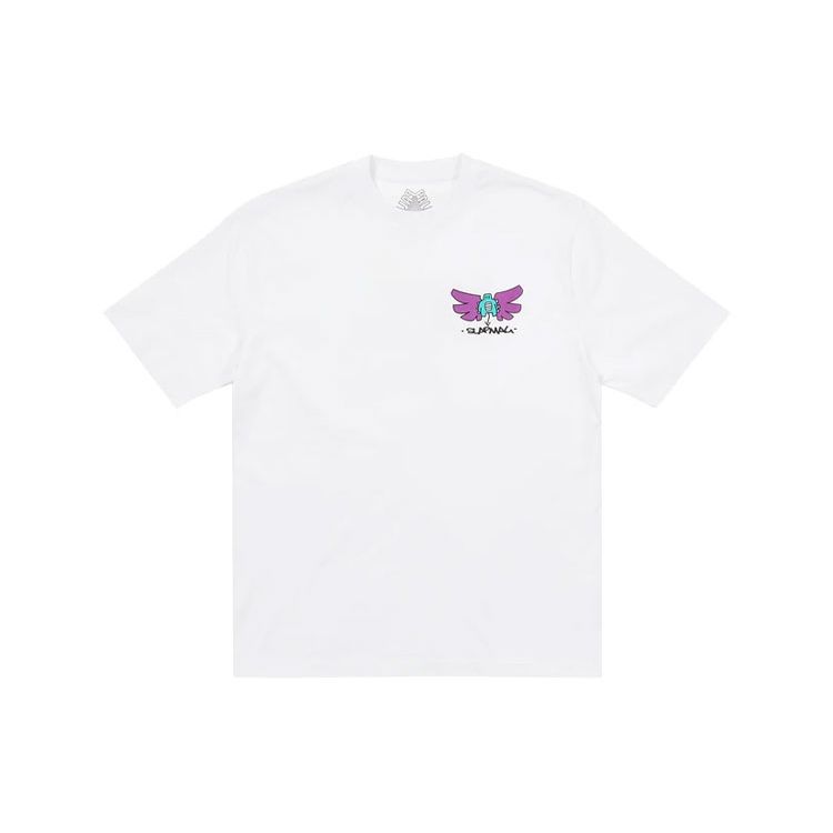 Palace X Slap Magazine Co-Branded Cartoon Angel Print Short Sleeve T-Shirt Unisex Tops White P20TS253