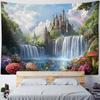 Dreamy Castle Background Wallpaper, Bedroom Tapestry, Cartoon Decoration, Hippie Aesthetic Home Wall Hanging, Yoga Mat