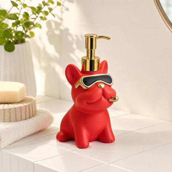 280ml Soap Dispenser, French Bulldog Design Liquid Soap Bottle, Large Capacity Press Pump for Hand Soap Shower Gel Bathroom Kitchen Use