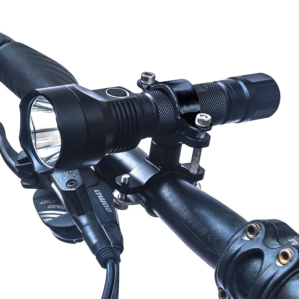 LIGHTFE Bicycle Light Holder Aluminum Alloy Bike Light Adjustable Open Specialized for Large Bicycle Rotating Clip Holder and Wing Nut for Easy Fixing