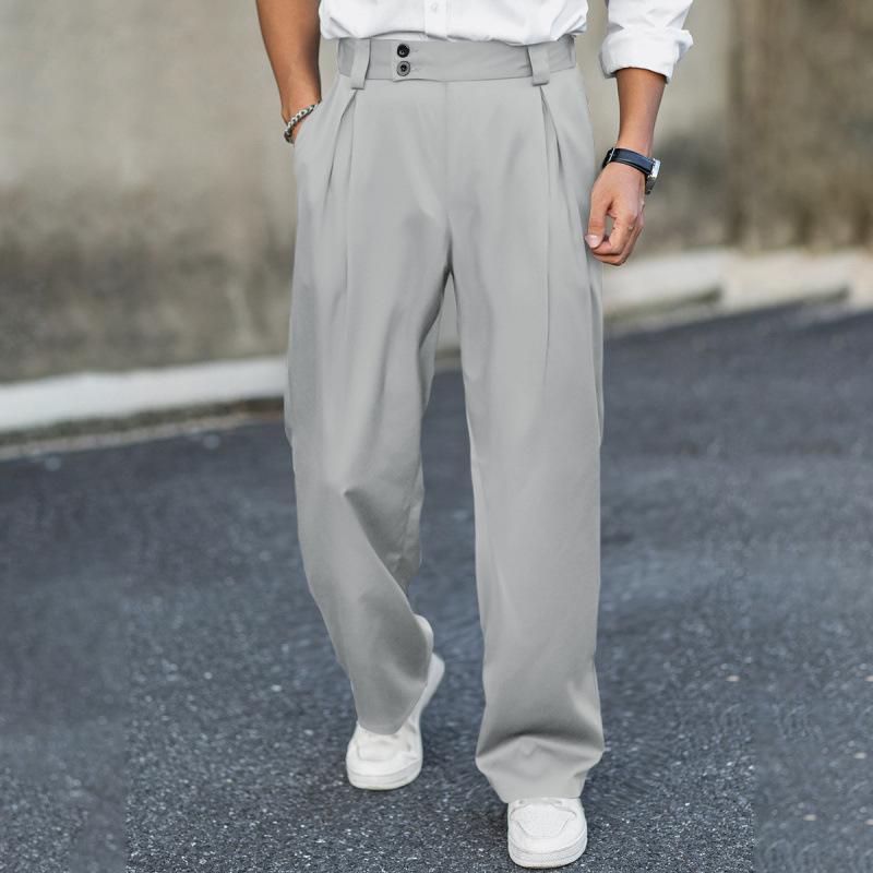 Pantaloni larghi a pieghe drappeggiati da uomo per primavera e autunno pantaloni dritti casual versatili pantaloni trendy versione coreana ruffiano bello