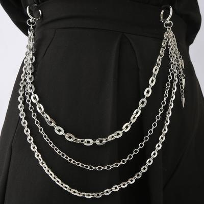 Trendy Multi-Layer Metal Pants Chain with Cross Pendant