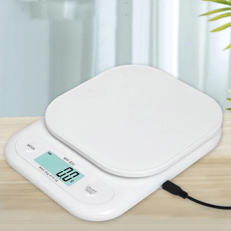 WH-B31 Köksvåg LCD-display USB-laddning/Batteri Hög Precision Kökselektronisk Våg Tevåg Vägning Bakverktyg