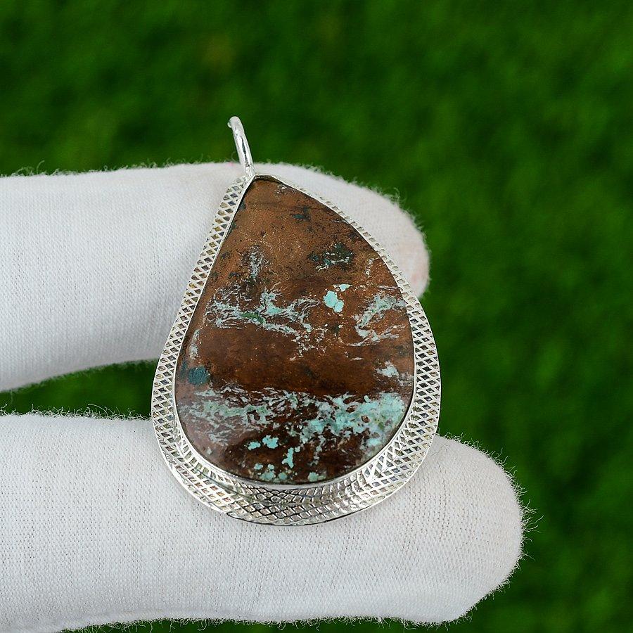 Natural Tibetan Turquoise Gemstone Jewelry 925 Sterling Silver Pendant For Women