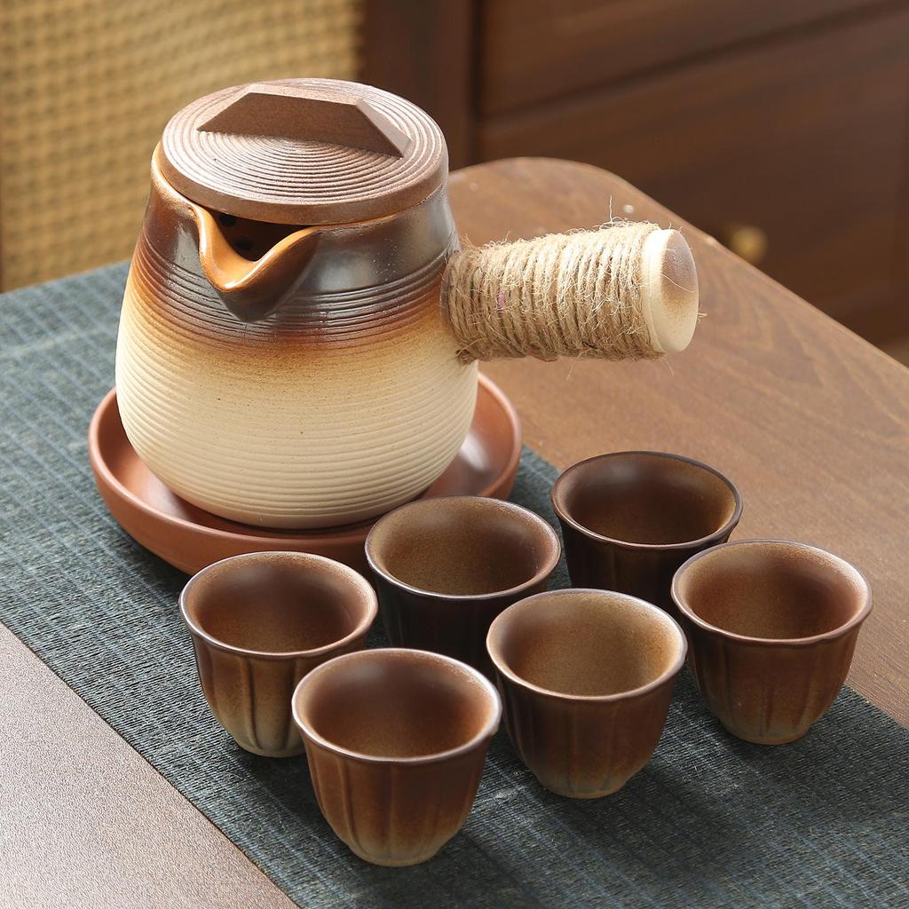 Fire-friendly Ceramic Tea Pot Set: Heat-resistant, perfect for roasting tea, boiling milk, and open flame cooking.