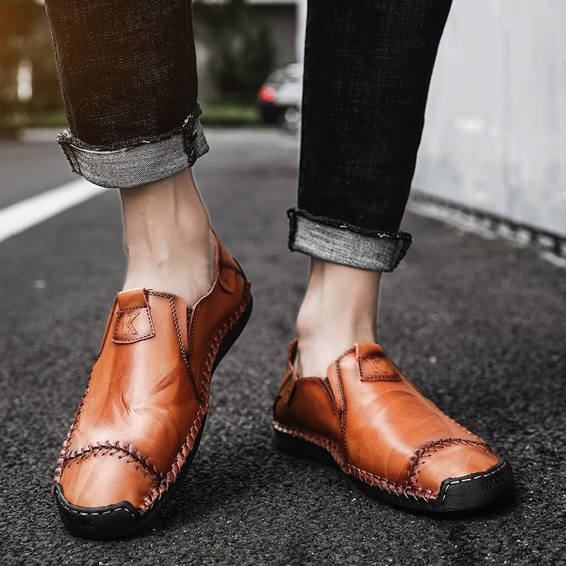 Genuine Leather Men Casual Shoes Luxury Brand  Mens Loafers Moccasins Breathable Slip On Black Driving Shoes 2024 New