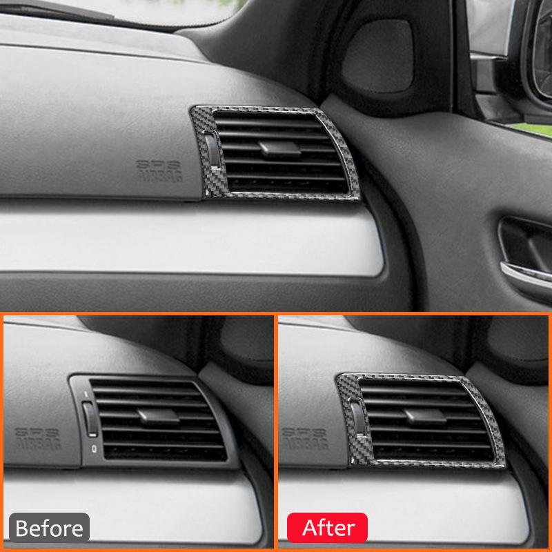For BMW 3 Series E46 1997-2004 Carbon Fiber Car Dashboard Panel Left Right Air Outlet Vent Trim Frame Decoration Sticker