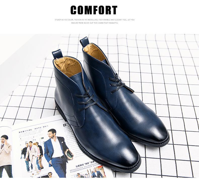 Herren Übergröße Kurzstiefel - Herbst/Winter Britischer Retro Martin Stil, High-Top Business Casual Lederstiefel.