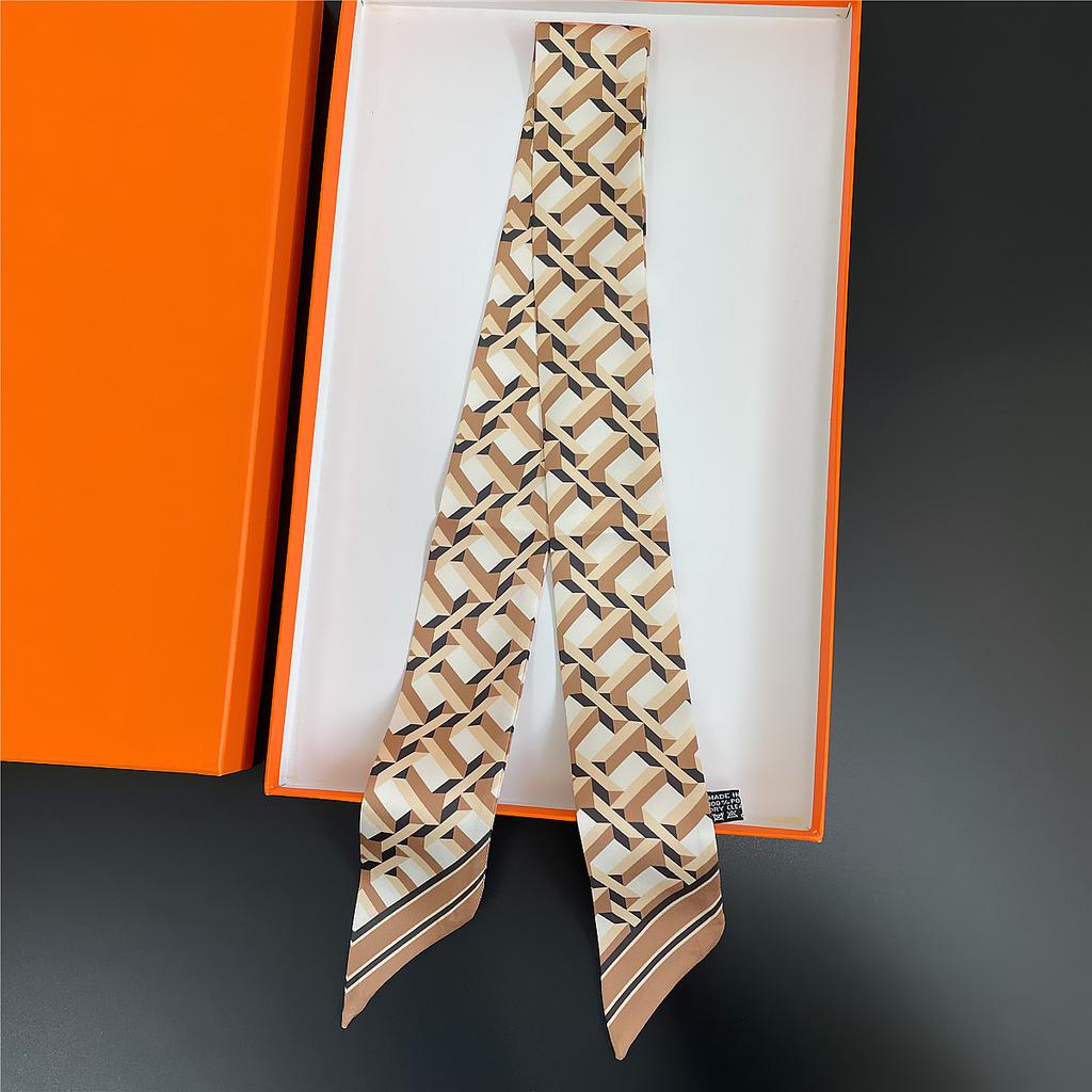Double Colored Paisley Twill Silk Scarf New Brand Design Luxury Scarf Women Foulard Skinny Bag Scarves Neckerchief Hair Headband