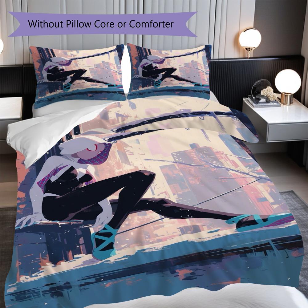 1PC Spider-Man Pattern Bedding Quilt Set Quilt Cover Pillowcase Home Decoration Birthday Gift (1 * Duvet Cover + 2 * Pillowcase, Without Core)