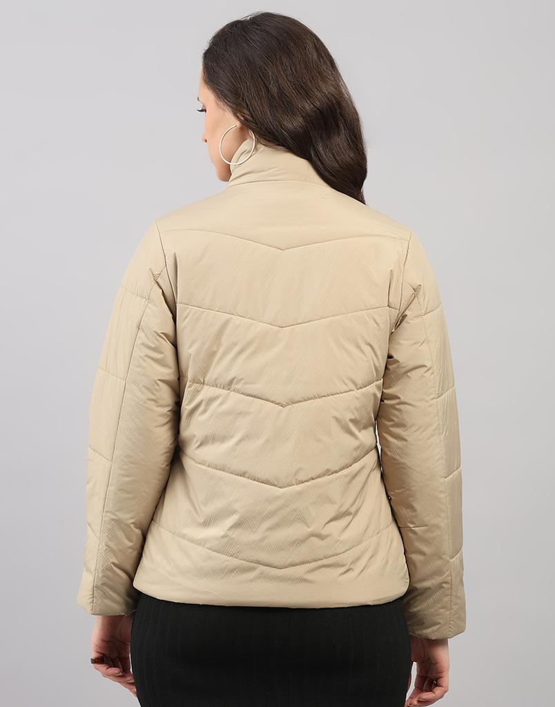 Monte Carlo Women's Regular Fit Self Design Stand Collar Full Sleeve Jacket