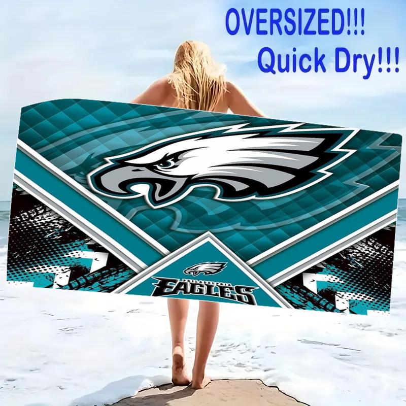 Asciugamano da Spiaggia Stampa Philadelphia Eagles, Asciugamano Grande Morbido Asciugatura Rapida per Spiaggia Campeggio Nuoto