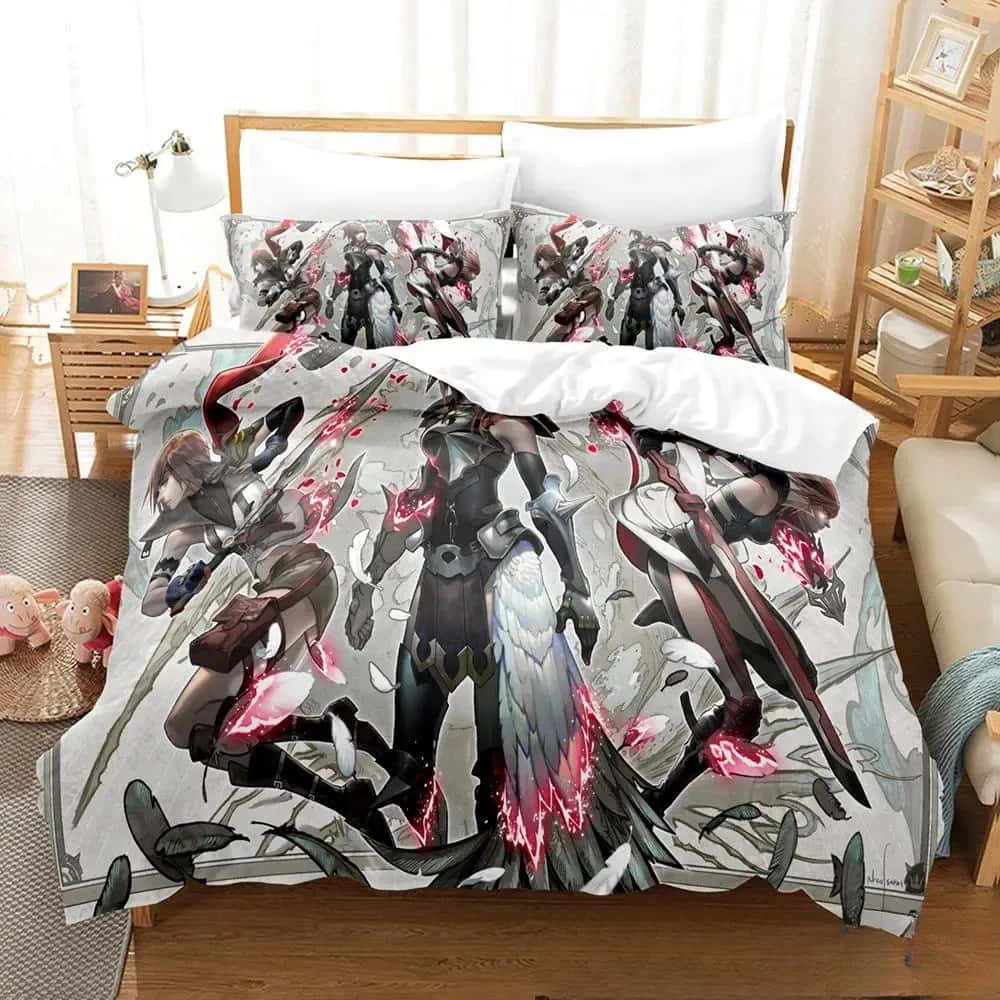New 3D Printed Anime Game FINAL FANTASY XIII-2 Bedding Set Boys Girls Twin Queen King Size Duvet Cover Pillowcase Bed Boys Adult