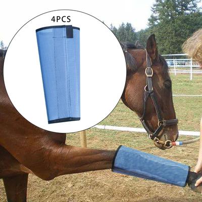 4Pcs Horse Fly Leg Boots Guard Breathable Blue Equestrian Equipment Mesh Leggings