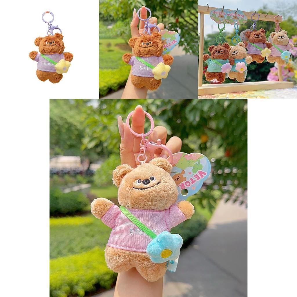 Bear Flower Backpack Plush Keychain With Cute Doll For Kids Gift