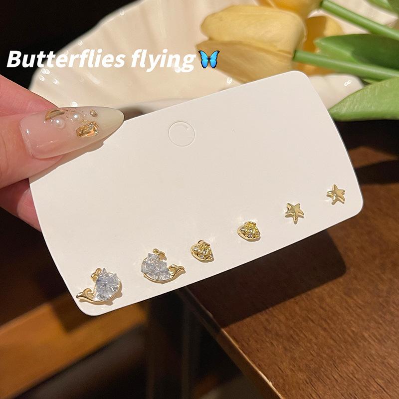 S925 Silver Needle Delicate Zircon Ear Set Small Stud Earrings