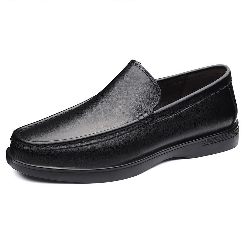 Autumn Men s Cowhide Slip-on Loafers - Breathable Flat Heel Casual Leather Shoes 39
