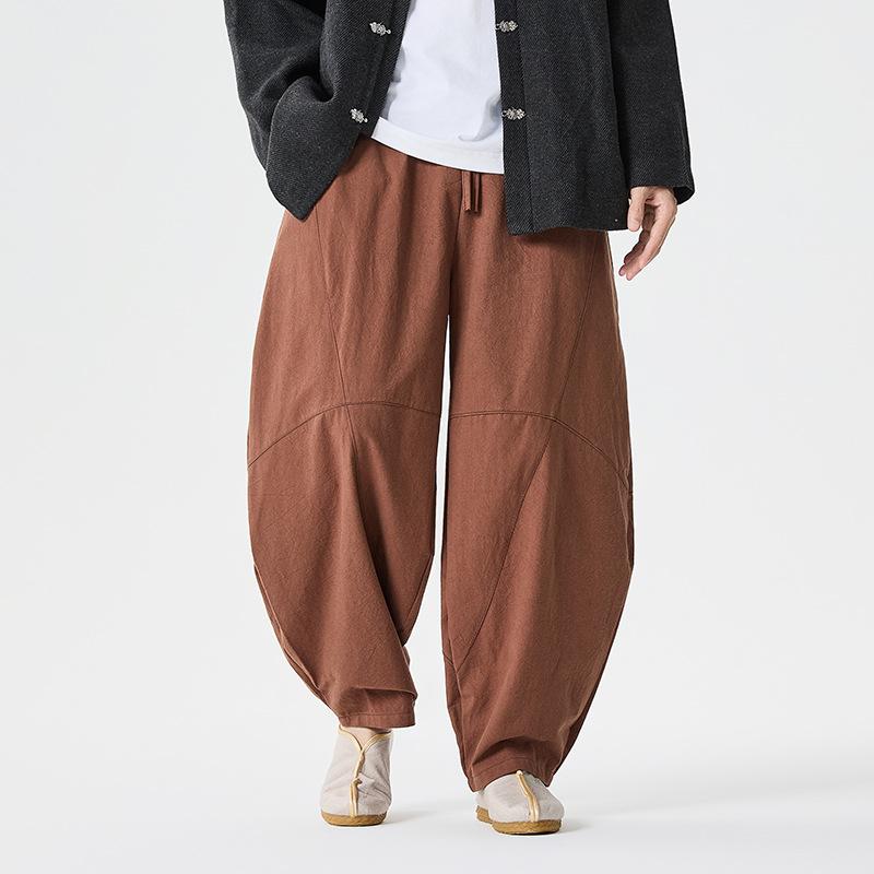 

Чоловічі весняні вільні штани-алібаба китайський льон оверсайз спортивні штани високої якості повсякденний бренд чоловічі штани-алібаба S кавовий