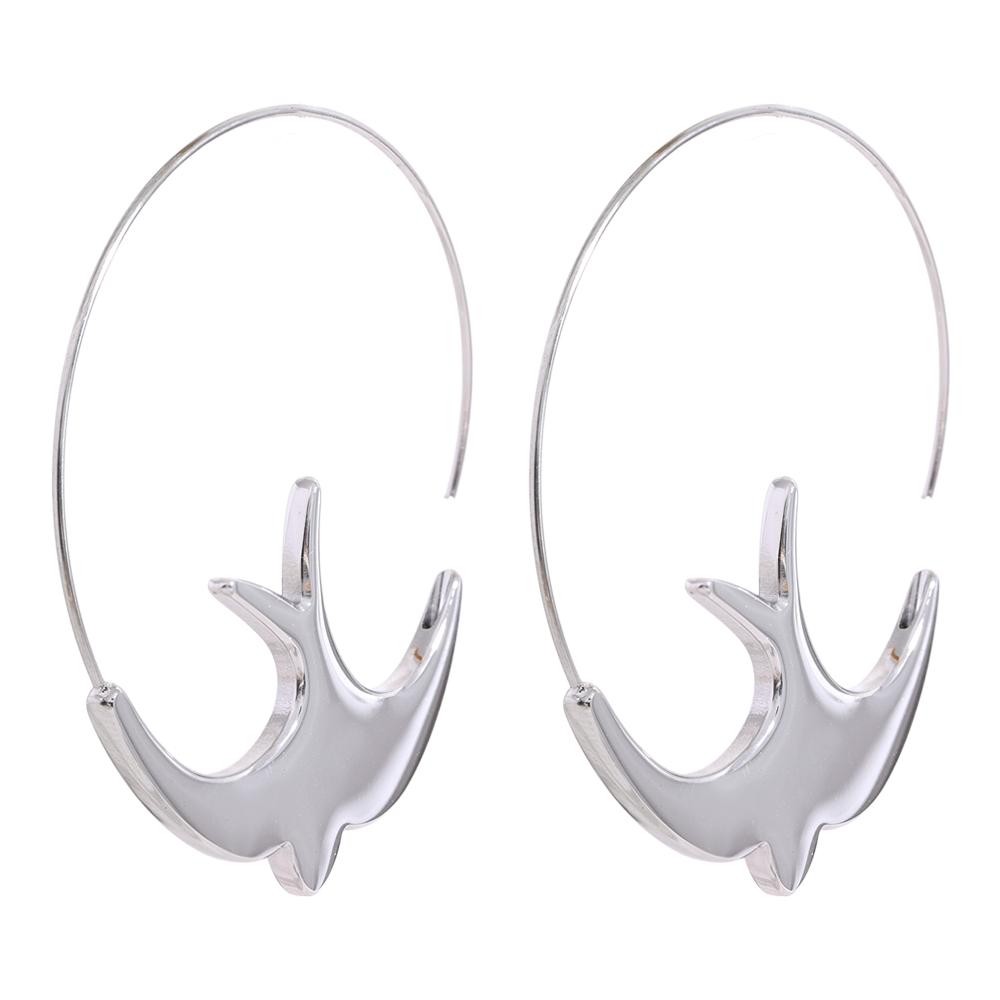 

Yhpup New Stainless Steel Swallow Bird Thin Hoop Earrings for Women Prevent Allergy Minimalist Metal Personalized Ear Jewelry