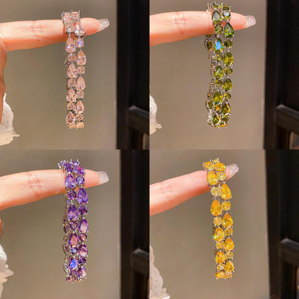 Braccialetto Geometrico Minimalista con Pietra di Zircone per Donna con Elegante Design in Rame Ideale per Regalo
