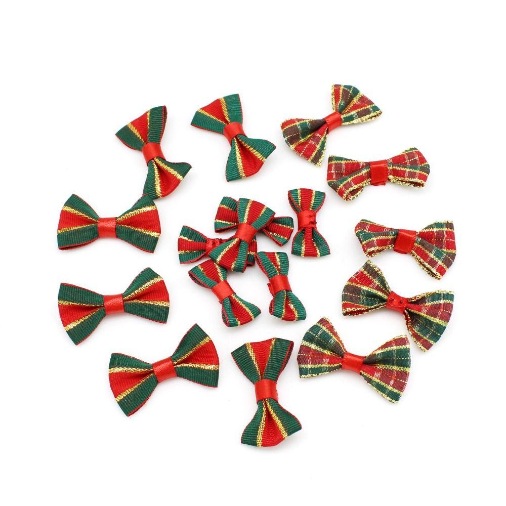 20/25Pcs DIY Christmas Tree Ornaments Crafts Xmas Hanging Decorations Christmas Bow Knot  Gift Decor