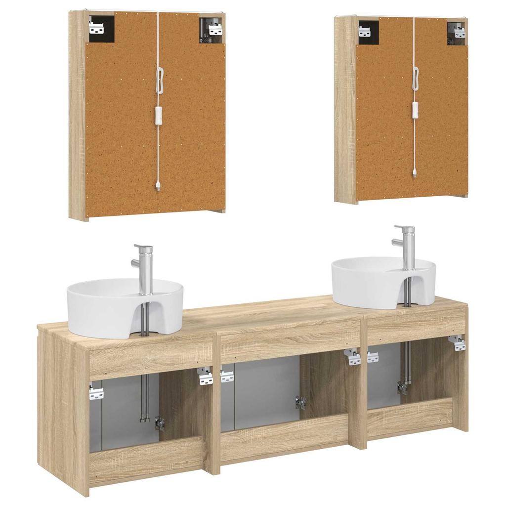 5 Piece Bathroom Cabinet Set Sonoma Oak Wood Based Material