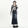 2025 Summer Women's High Waist Slim Mid-Length Retro Denim Skirt
