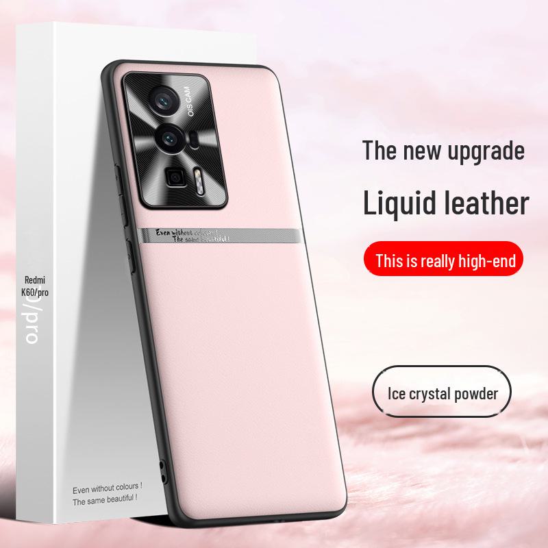 Capa protetora de couro líquido para celular Redmi K60 Pro: Anti-queda e anti-incrustante; Envio de uma só peça disponível.