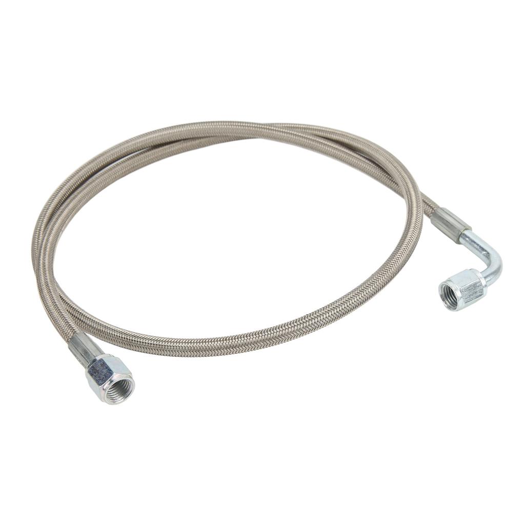 Turbo Oil Feed Line 4AN 90 Degree Stainless Steel Braided Oil Feed Tube Pipe Hose 48 Inches