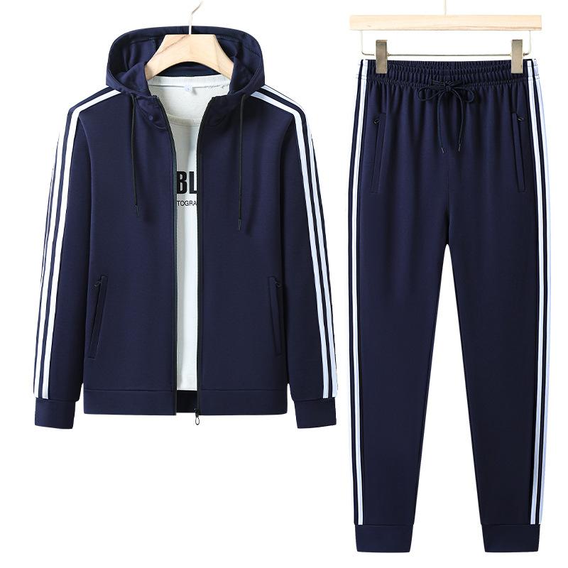 Pamuklu Spor Giyim Seti Erkek Sonbahar ve Kış Rahat Hırka Sweatshirt Koşu İki Parça Set