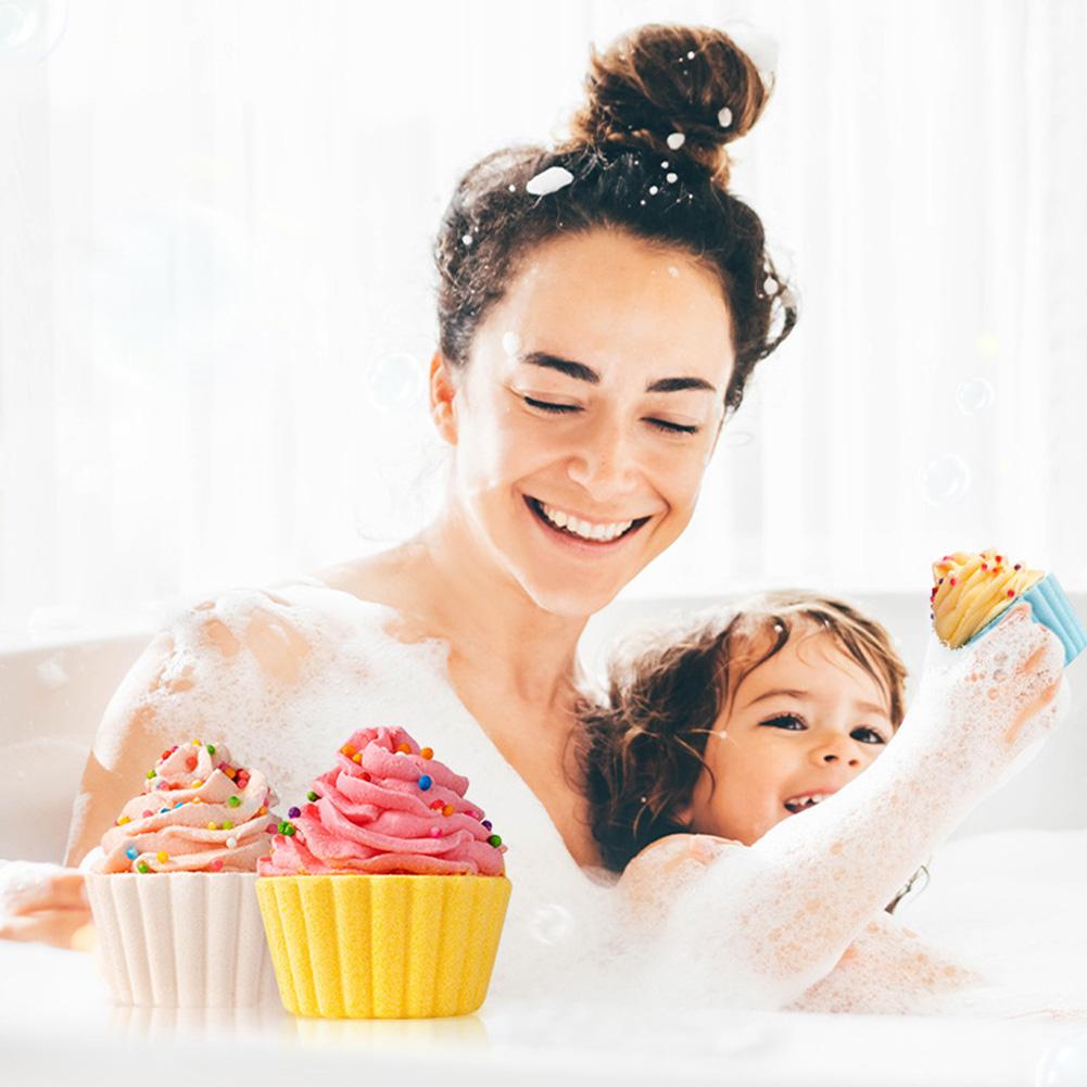 Cupcake Bath Salt Ball Essential Oil Bath Bubble Ball Aromatic Moisturizing Nourishing Skin Care Shower Ball Body Cleansing Self-Care Essential