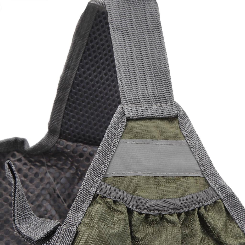 Gilet da Pesca a Tracolla Gilet da Pesca a Mosca 8 Tasche Tessuto Oxford Strisce Riflettenti Fodera in Rete Attrezzatura da Pesca Regolabile per Esterno Verde OD