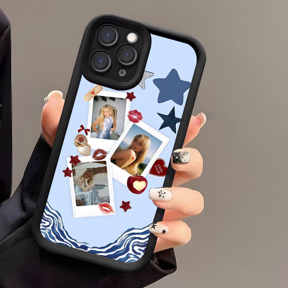 Please S-Sabrina C-Carpenter Phone Case For IPhone 17 Air 16 E 15 14 Plus 13 12 11 Pro Max Black Sky Eye Stepped Protective Case